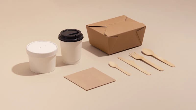 Kraft paper food packaging with natural fiber detail